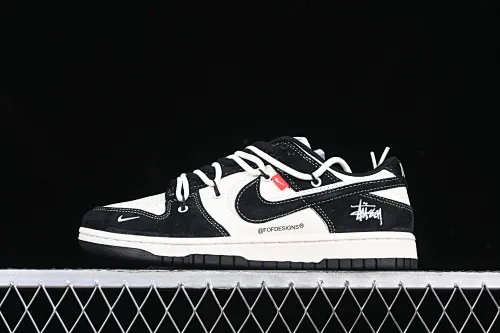 All categories Nk SB Dunk Series Nk SB Dunk Low High-end customized low-top sneakers Nk SB Dunk Low Stussy co-branded strap embroidered black hook Anniversary high-end customized low-top casual sneakers YX5066-241